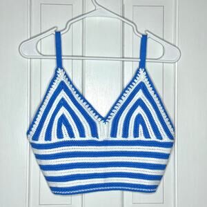 NEW Blue & White Crochet Crop Top by Hollister